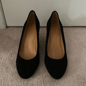 J. Crew black‎ suede wedge heels